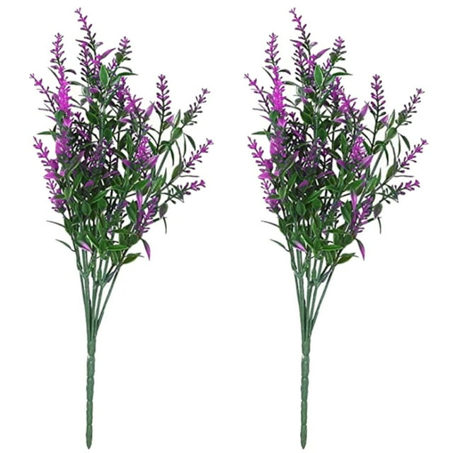 MesaSe 2Pcs Artificial Flowers Vivid Natural Charming 5 Forks Plastic Lavender Fake Flower for Wedding