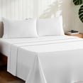 thumbnail image 2 of EMONIA Queen Bed Sheet Set 4-Piece with 14" Deep Pocket, Hotel Luxury Super Soft & Breathable Polyester Washed Cotton Fabric (White), 2 of 12