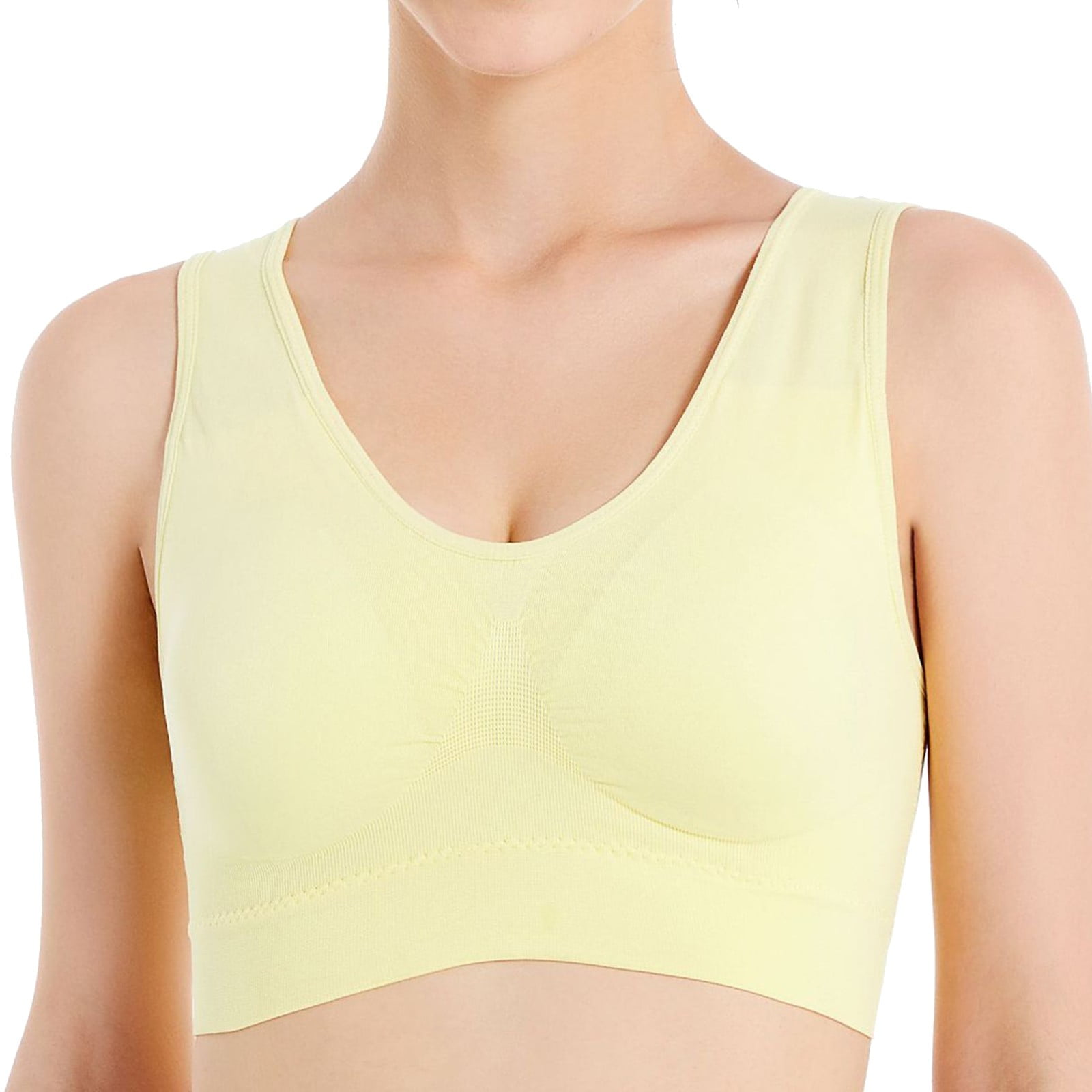 PEASKJP Warner Bras for Women Womens Underwear Cotton Women Soft  Compression Full Supportive Bra Plus Size Fitness Bra Yellow S 