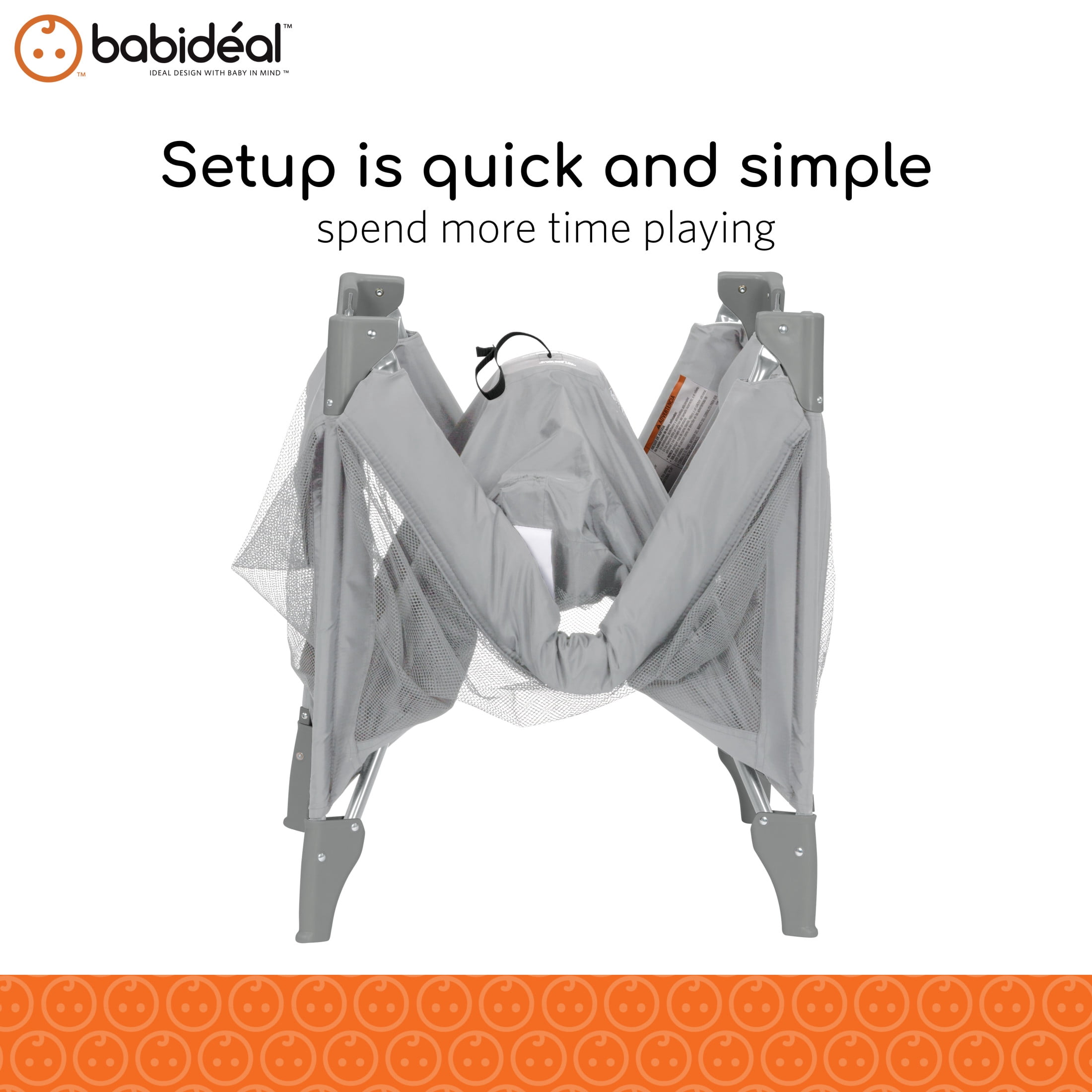 Babideal Portable Baby Play Yard with Mesh Sides and Padded Mat, Arctic Grey