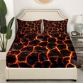 thumbnail image 3 of Ensemble de Draps à Impression 3D Lava Format Simple, Ensemble de Draps Catastrophe Naturelle Éruption Volcanique, Ensemble de Literie Patchwork Rouge Orange Flammes Géométriques Pierres avec 1 Drap Plat et 1 Drap-Housse avec 1 Taie d'Oreiller, 3 of 6
