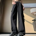 thumbnail image 6 of LEBONYARD Wide Leg Pants for Women,Women's Mid-waist Pocket Overalls Casual Pants In Spring and Summer Black S, 6 of 7