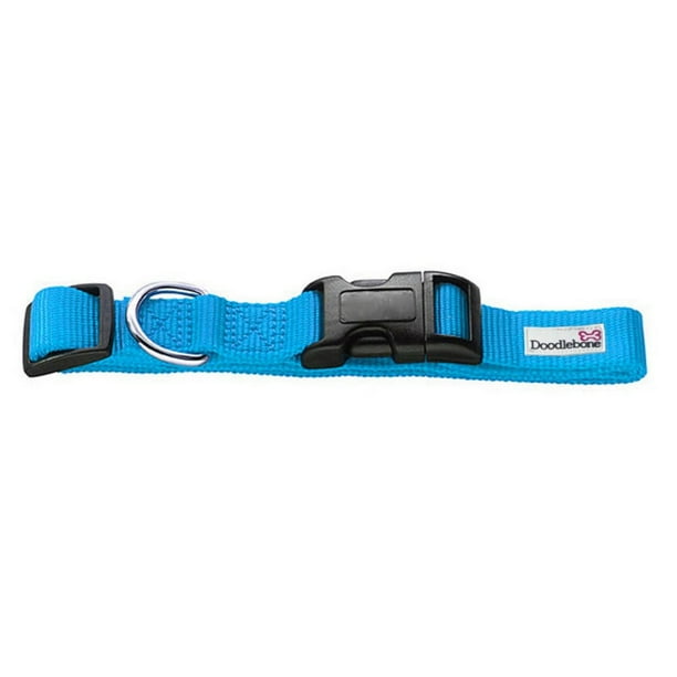 Doodlebone - Collar grueso de nylon para perros (Azul Cian)
