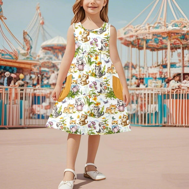 LOVZFMLL Jupe Débardeur Unie d'Été pour Filles Jupe Princesse à Bretelles Colorée avec Pompon