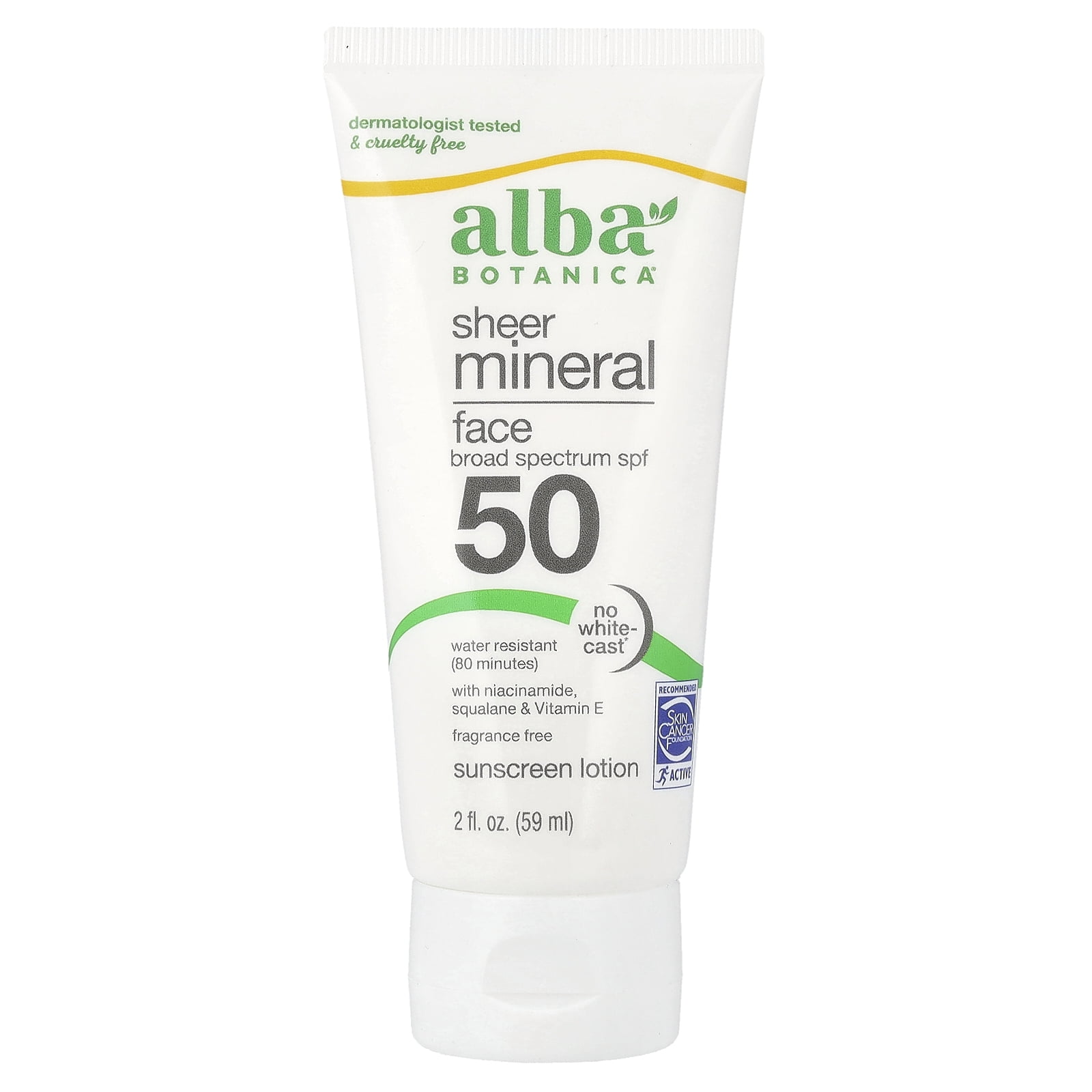 Alba Botanica Sheer Mineral (SPF 50) Sunscreen Face Lotion 2 oz.