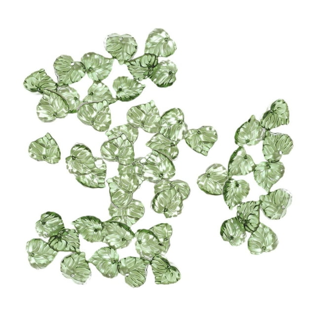 50 cuentas sueltas con forma de hoja, elegantes adornos, colgantes con forma de hoja, suministros para hacer joyas, manualidades, llaveros, diademas. 15 x 14 cm
