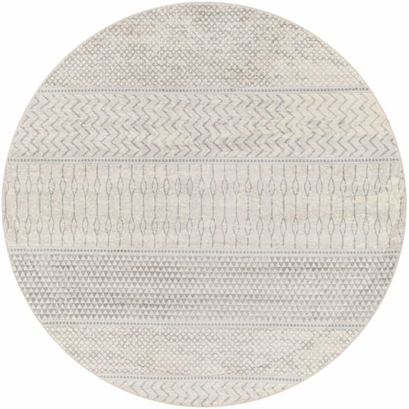 BoutiqueRugs Nunda Bohemian, Transitional Area Rug - Silver Gray, Gray, Ivory - 7'10" Round