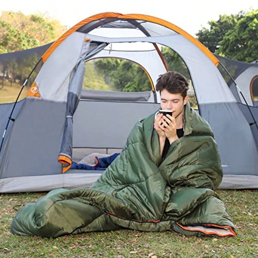 40F Cool Weather TwoPerson Sleeping Bag 87 Inches X 59 Inches Olive Green