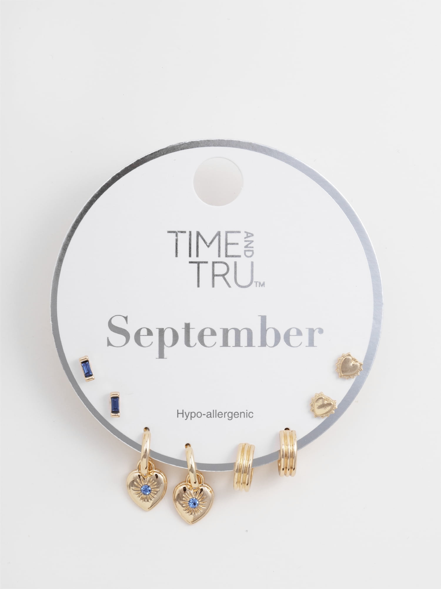 Time and Tru Women's Goldtone Birthstone Earring Set, 4 Pairs, September