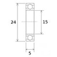 thumbnail image 4 of 2 Pcs Vélo de Montagne 6802RS (61802-2RS) SECTION Mince Roulements de Qualité 15x24x5mm, 4 of 7