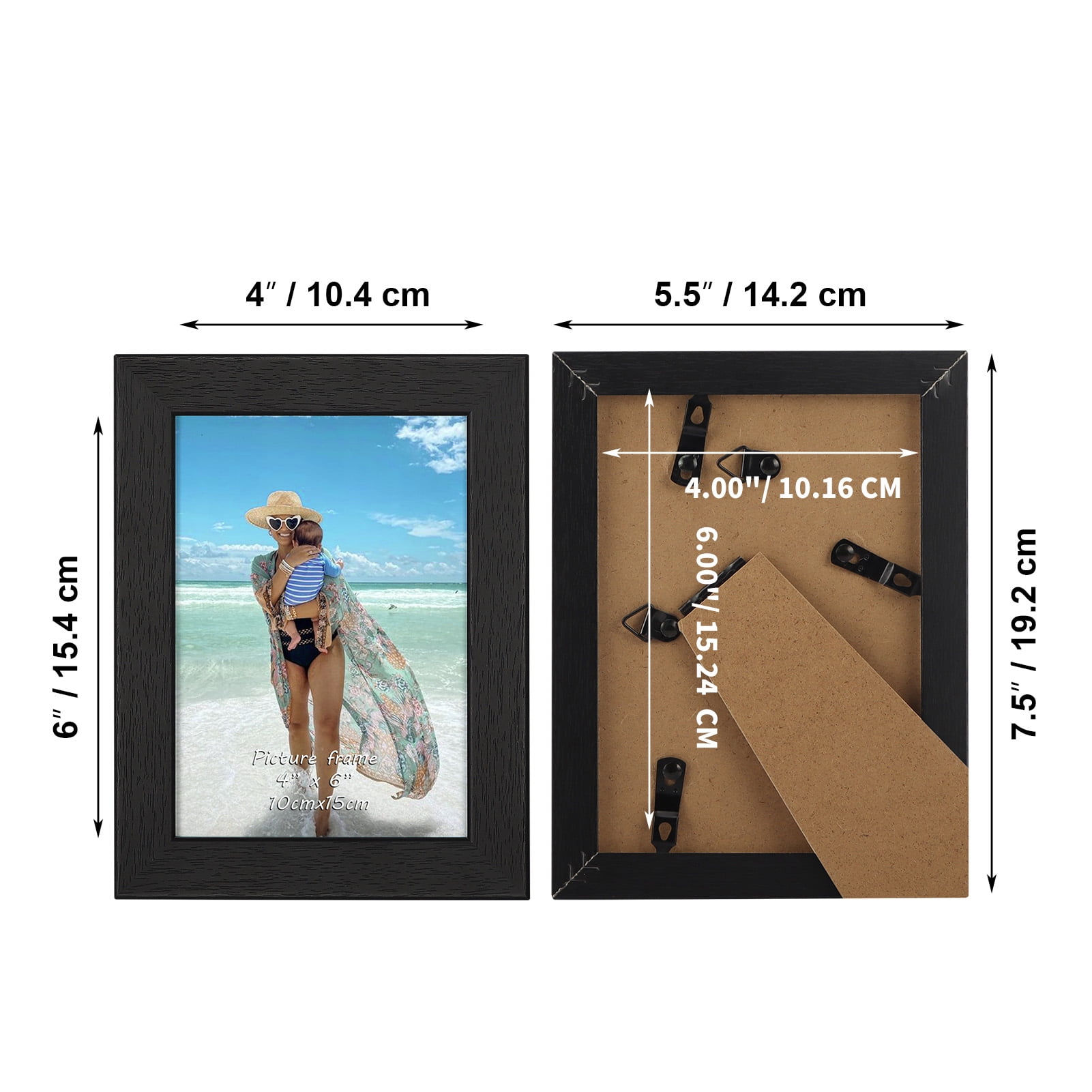 Giftgarden 4x6 Picture Frame Set of 7, Black 4 by 6 Photo Frames for Wall and Tabletop Display