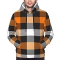 thumbnail image 4 of Bingfone Orange Plaid Men'S Drawstring Hoodie Long Sleeve Pocket Sweatshirts-Small, 4 of 9