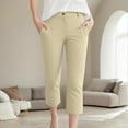 thumbnail image 4 of Capri Pants for Women 2025 Summer High Waisted Straight Leg Linen Casual Capris with Pockets Womens Cropped Pants, 4 of 6