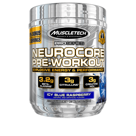 Pro Series Neurocore Pre Workout Powder with Creatine, Beta-Alanine, & Citrulline, Icy Blue Raspberry, 30 Servings (Best Pre Workout For Teenager)