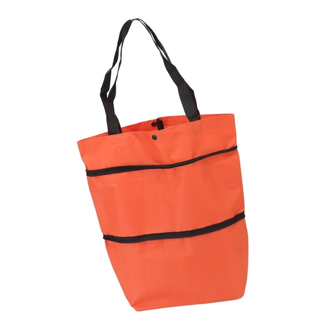 Foldable Shopping Cart Bag with Wheel, Large Capacity Zipper Design Oxford Cloth, Ideal for Camping