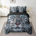 thumbnail image 2 of Manfei Teens Tiger Animal Bedding Comforter Set 7 Pieces,Woodland Wildlife Full Bedding Set Lightweight,Black White Blue Fitted Sheet Flat Sheet,Luxury Bedroom Decor,Reversible, 2 of 8