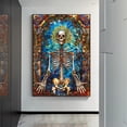 thumbnail image 5 of Cuadro de lienzo con vitrales de fantasía, póster vintage de calavera y dragón con caballero dorado, impresión artística para pared, imagen para sala de estar, decoración del hogar, 5 of 5
