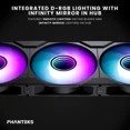 thumbnail image 4 of Phanteks M25-120 Gen2 Reversed Blade Triple Pack, 3x 120mm ARGB High Performance Cooling Fans, Daisy-chain Unified Fan Frame, Infinity Mirror hub, single cable connection, Black, 4 of 7