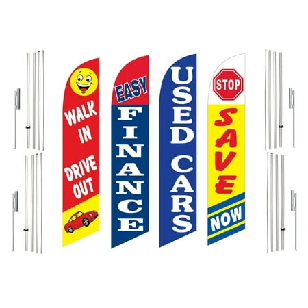 4 Swooper Flags With 4 Pole Kits Walk In Drive Out Easy Finance Used Cars Stop Save Now