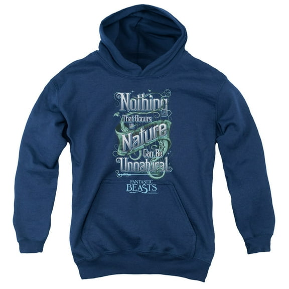 Trevco Sportswear WB233B-YFTH-4 Fantastic Beasts Unnatural Youth Hooded Sweatshirt, Navy - Extra Large