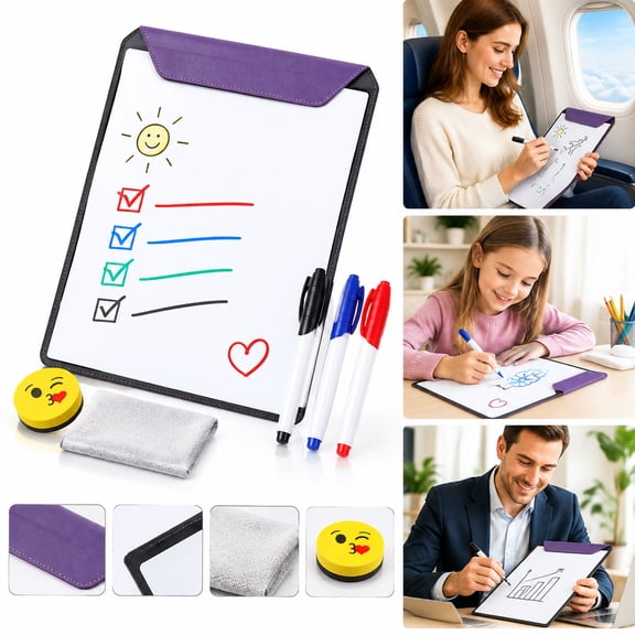 Portable Magnetic Dry Erase Board, Whiteboard for Desk and Travel, A4 Size