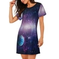 thumbnail image 2 of Sikiie Planets Stars And Galaxies1 Print Women's Short-sleeved Nightdress, Round Neck Pullover Nightdress Pajamas Summer Home Wear, 2 of 6