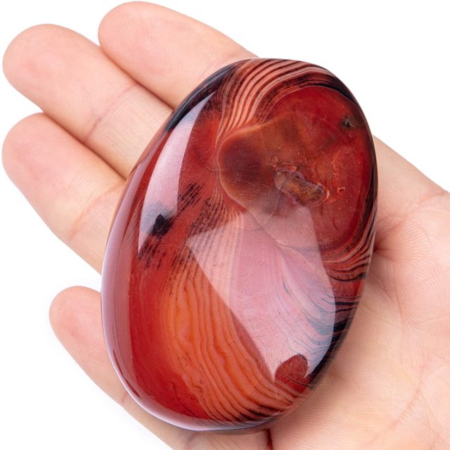Cristal de piedra de palma de ágata con bandas - Chakra natural Reiki pulido