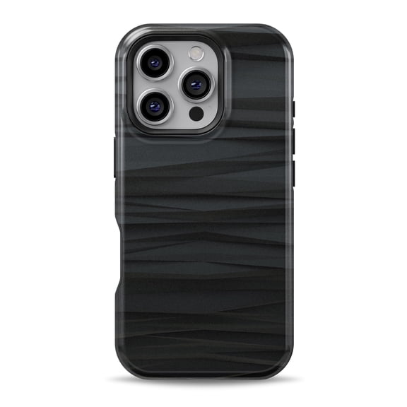 DesignSkinz Scratch-Resistant Hard Slim Case Compatible with iPhone 16 (Compatible with MagSafe) - Geometric Black Noised Edges