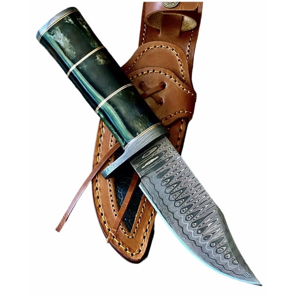 Poshland BC-307 Limited Edition - Custom Handmade Damascus Steel knife -Coloured Bone Handle