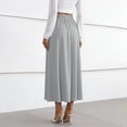 thumbnail image 7 of YgkuHd Maxi Skirts for Women Casual Summer Solid Color Loose High Waist A-line Half Body Elastic Waist Drawstring Skirt Long Skirts for womens clothes Summer,Gray_S, 7 of 7