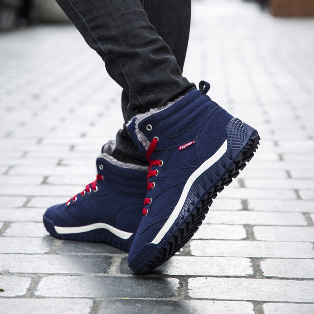 Winter Casual High top Snow Boots Fur Lined Lace Up Ankle Sneakers for Men Walmart