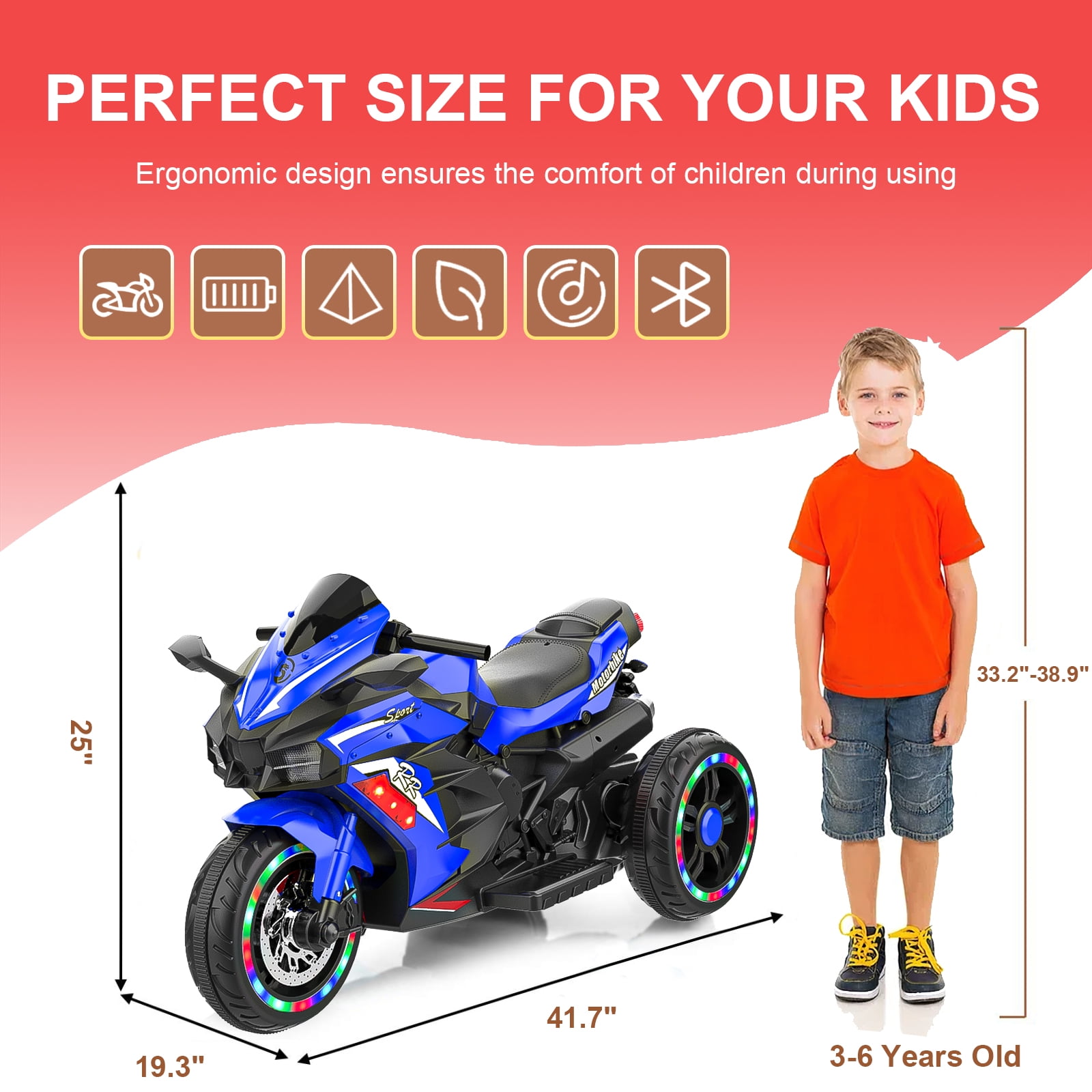 BATE 12V Electric Motorbike for Kids with Bluetooth UK Ubuy