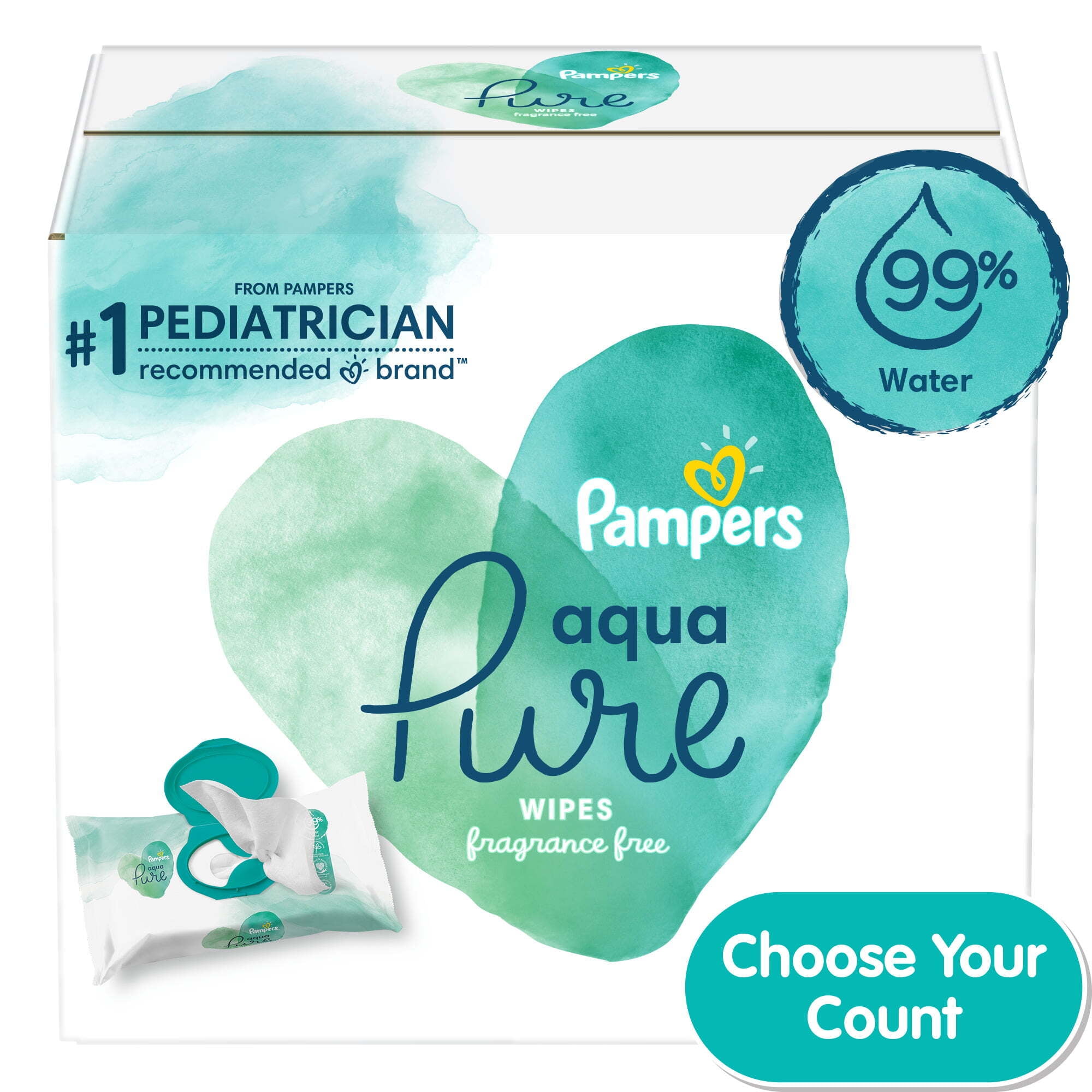 Pampers Aqua Pure Sensitive Baby Wipes (Choose Your Count)
