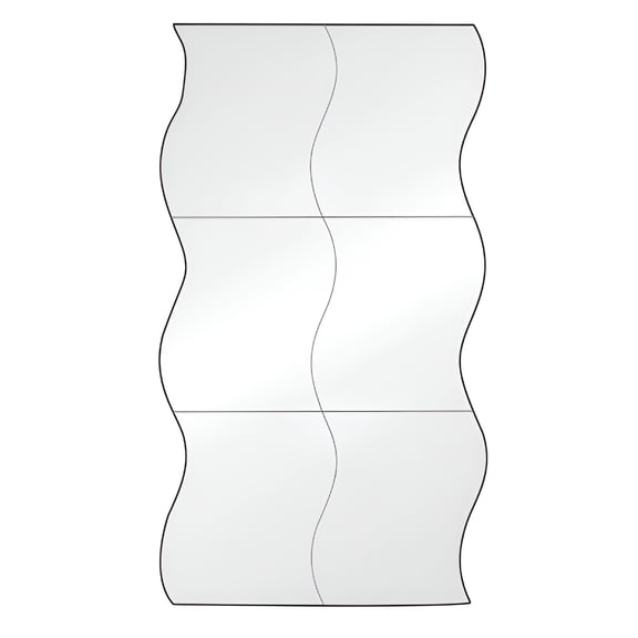 FURVENA 2026 New Wavy Mirror Wall Stickers Decor,3D Art Diy Acrylic Mirror,Mirror Wavy Beveled Edge Frameless Bathroom Mirrors for Home Living Room Bedroom Sofa Tv Setting Wall Decor