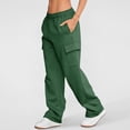 thumbnail image 4 of Hxshgdsn Womens Cargo Sweatpants Wide Leg Warm Fleece Lined Trousers Workout Baggy Joggers With Pockets Army Green S, 4 of 9