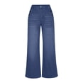thumbnail image 4 of Miluxas Fashion Washed Wide-leg Jeans for Women Trendy High Waisted Denim Pants Solid Loose Fit Trouser with Pockets Blue, 4 of 6