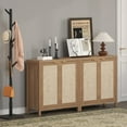 thumbnail image 2 of Surmoby 34.3" Rattan Sideboard Buffet Cabinet Set of 3,Boho Sideboard Storage Cabinet with Doors Farmhouse Kitchen Buffet Credenza, Liquor Cabinet Accent Cabinet,Natural Oak, 2 of 7