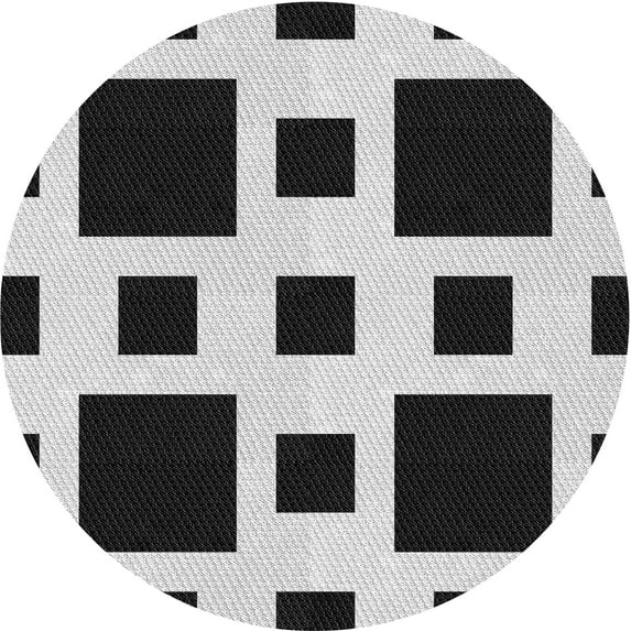 Ahgly Company Indoor Round Patterned Oil Black Area Rugs, 4' Round