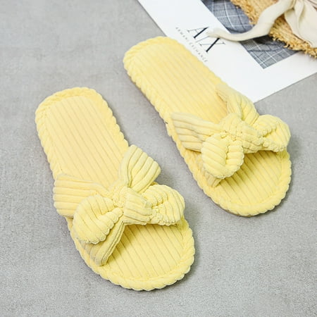 

LIANGP Ladies Slippers Plush Slippers Indoor Home Casual Butterfly Cotton Slippers Women s Shoes Yellow Size 7