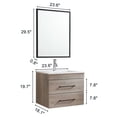 thumbnail image 3 of Yardi Yarda 24-Inch Gray Wood Grain Wall-Mounted Vanity with Double Drawers, White Ceramic Sink and Black Aluminum Frame Mirror, Modern and Minimalist Vanity for Bathroom, Gray, 3 of 10