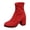 Red, variant on Black Ladies Suede Round Toe Boots Mid Heel Ankle Winter Casual Plus Size Solid Color
