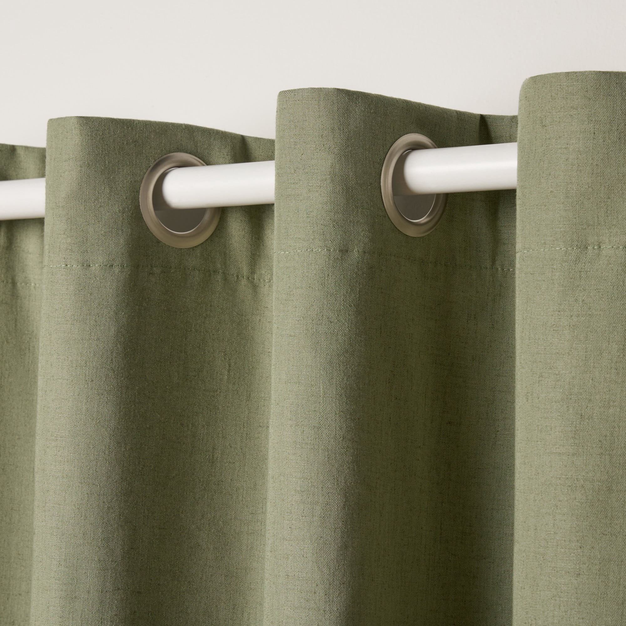 TOWN & COUNTRY BASICS Bertram Solid Linen Texture Indoor Curtains, Room Darkening with Energy Efficient Lining, Grommet Top, 2-Pack Set, Sage Green, 50"x96"