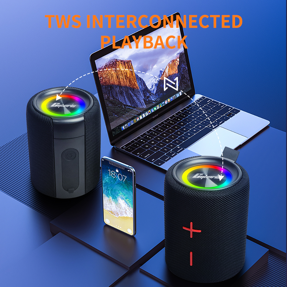 DCOWO 2 in 1 Portable Split 40W Wireless Speaker, IPX6 Waterproof Portable Dual Speaker with RGB Lights
