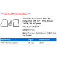 thumbnail image 2 of Automatic Transmission Filter Kit - Compatible with 1979 - 1982 Nissan 280ZX 2.8L 6-Cylinder 1980 1981, 2 of 2
