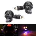thumbnail image 2 of Lámpara de señal de giro para motocicleta con diseño de calavera, ajuste universal de 12 V, IP68 a prueba de agua, luces de giro diurnas y ámbar, fácil de instalar para cruceros, scooters y vehículos, 2 of 5