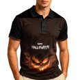 thumbnail image 3 of IAJDKMEK Halloween Men's Short Sleeve Polo Shirt - Turn-Down Collar Knit Shirt, Breathable Summer Shirt for Daily, Casual Party, Golf Shirt & Costume,Orange 3XL, 3 of 6