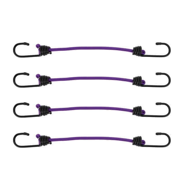 Cuerdas Elásticas Únicas con Ganchos para Motocicletas, Remolques, Camiones, Carga, Cuerdas Elásticas Ajustables con Hebilla de Metal Púrpura 4pcs 30cm