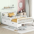 thumbnail image 2 of Bellemave Full Bed with Storage Drawers and Fence Rails, Wood Platform Beds Frame with Headboard, Full Size Storage Bed for Kids Boys Girls Teens（White), 2 of 8
