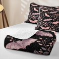 thumbnail image 4 of Homewish Halloween Pink Bat Twin Quilt Set,Floral Vine Print Twin Coverlet Set,Black Blush,2-Piece, 4 of 7