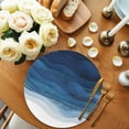 thumbnail image 2 of Navy Blue Ombre Round 13 Inch Placemats Set of 6, Modern Moire Gradient Watercolor HeatResistant Non Slip Place Mats for Dining Table, Wipeable Braided Kitchen Table Mats for Housewarming, 2 of 9